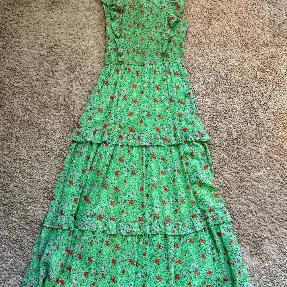 Banjanan Vibrant Green Floral Maxi Dress